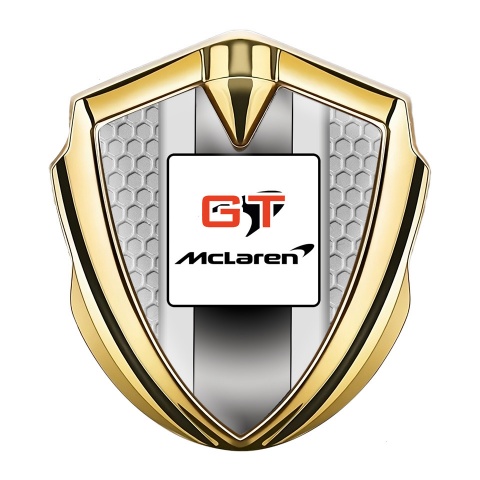 Mclaren Seitenflugel Emblem Aufkleber Goldtonfarbe Wabeneffekt Basis mit GT logo