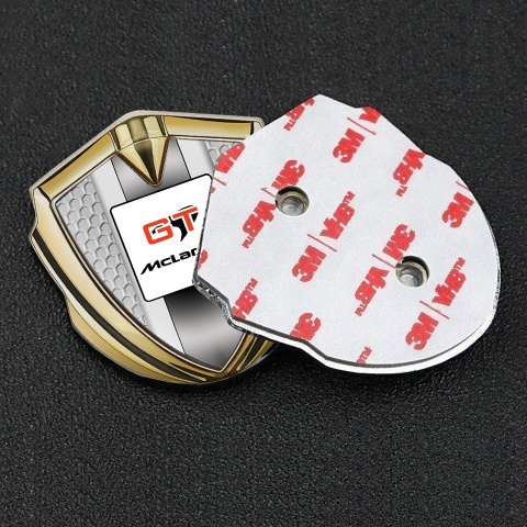 Mclaren Seitenflugel Emblem Aufkleber Goldtonfarbe Wabeneffekt Basis mit GT logo