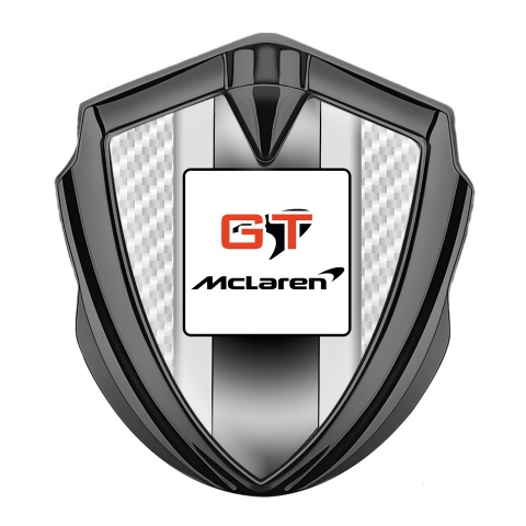 Mclaren Emblem Abzeichen Graphit Tonfarbe Weiss Carbon GT Logo