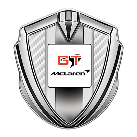 Mclaren Emblem Abzeichen Silbertonfarbe Weiss Carbon GT Logo