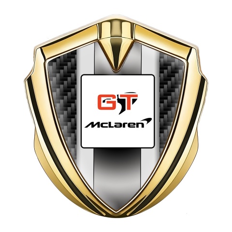 Mclaren Emblem Abzeichen selbstklebend Goldtonfarbe Schwarz Kohlenstoff GT Logo