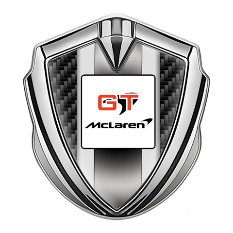 Mclaren Emblem Abzeichen selbstklebend Silbertonfarbe Schwarz Kohlenstoff GT Logo