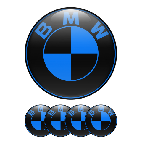 BMW Wheel Cap Emblems Bold Black Navy Logo