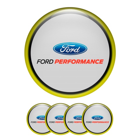 Ford Performance Wheel Emblems Center Cap Yellow Ring