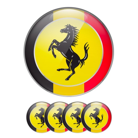 Ferrari Wheel Stickers for Center Cap Yellow Logo