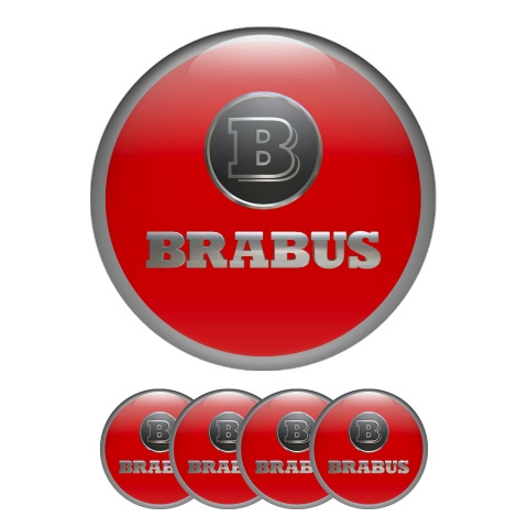 Mercedes Brabus Wheel Emblems Center Cap Red Grey Ring