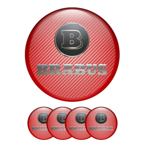 Mercedes Brabus Wheel Emblems Center Cap Light Red Carbon
