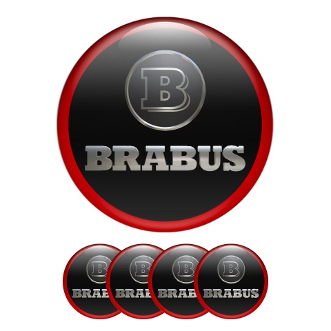 Mercedes Brabus Wheel Emblems Center Cap Black Red Ring