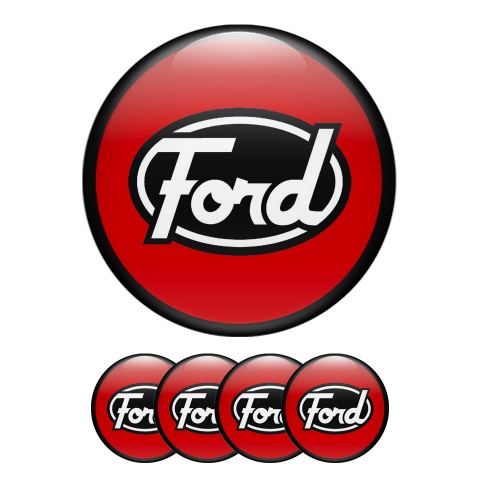 Ford Emblem Wheel Center Caps Red Black Ring