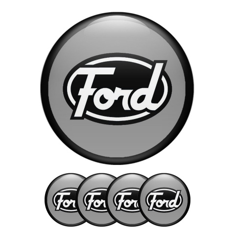 Ford Emblem Wheel Center Caps Grey Black Ring