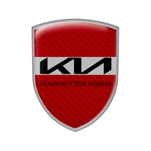 Kia Domed Emblem Red Carbon New Style Logo