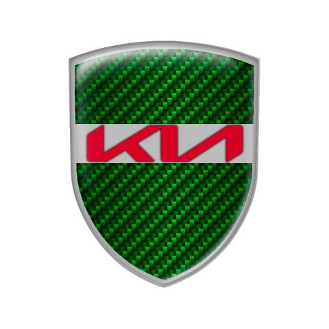Kia Domed Emblem Green Carbon New Style Red Logo