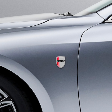 Fiat Shield Silicone Emblem Grey Red Line
