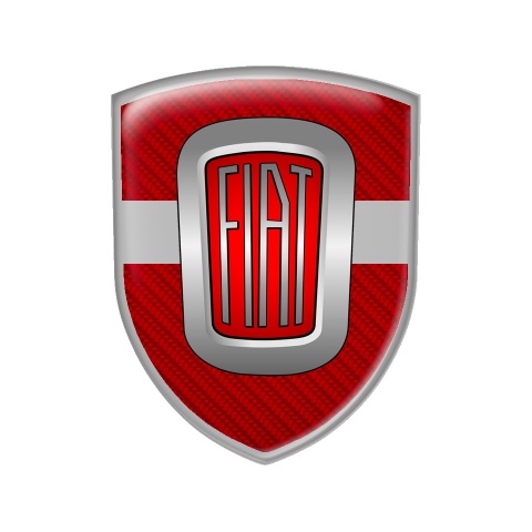 Fiat Domed Shield Emblem Red Carbon Logo