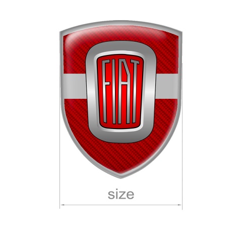 Fiat Domed Shield Emblem Red Carbon Logo