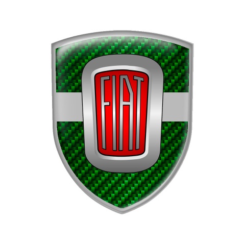 Fiat Domed Shield Emblem Green Carbon Logo