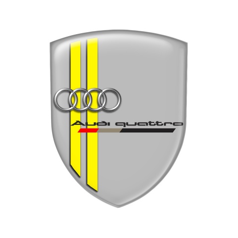 Audi Quattro Shield Silicone Emblem Grey Yellow Line