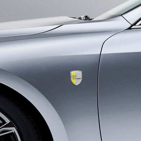 Audi Quattro Shield Silicone Emblem Grey Yellow Line