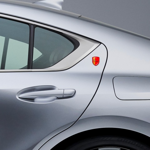 Audi Quattro Shield Silicone Emblem Red Yellow Line