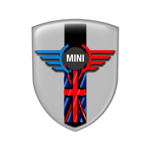 Mini Cooper Shield Silicone Emblem Grey UK Flag