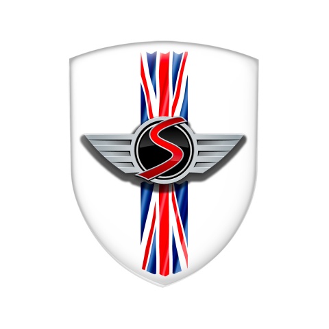 Mini Cooper S Line Silicone Emblem Simple Logo UK Flag White