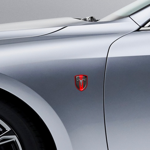 Tesla Shield Silicone Emblem Carbon Red Line Edition
