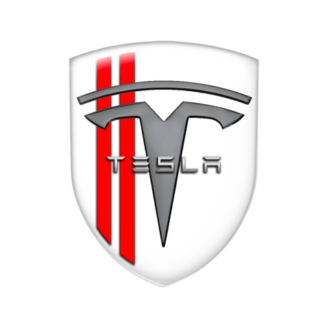 Tesla Shield Emblem Silicone White Red Line Edition