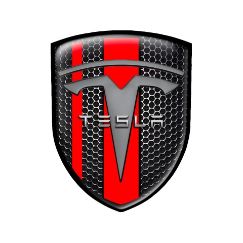 Tesla Shield Emblem Silicone Steel Red Line Edition