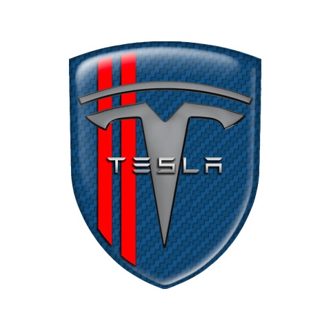 Tesla Emblem Shield Silicone Navy Carbon Red Line Edition