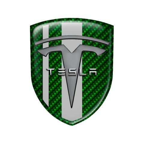 Tesla Emblem Shield Silicone Green Carbon Grey Line Edition