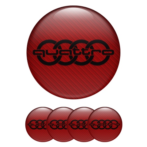 Audi Wheel Emblems for Center Caps Red Carbon Black Logo