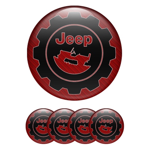Jeep Wheel Center Cap Emblems Red Carbon Edition
