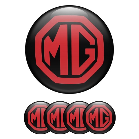 MG Emblems for Wheel Center Caps Black Red Logo