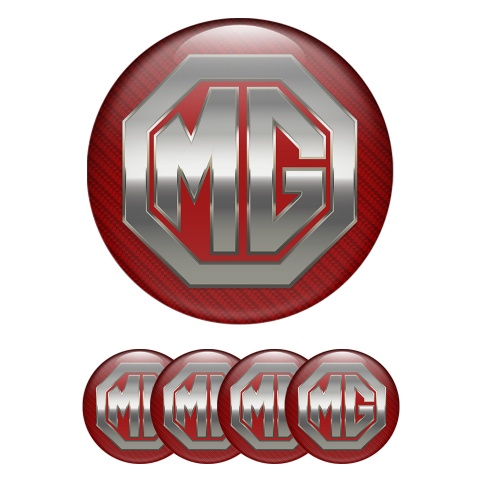 MG Stickers Silicone for Wheel Center Caps Red Carbon 3D Logo