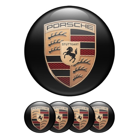 Porsche Wheel Emblem Stickers Cooper Style Logo Black