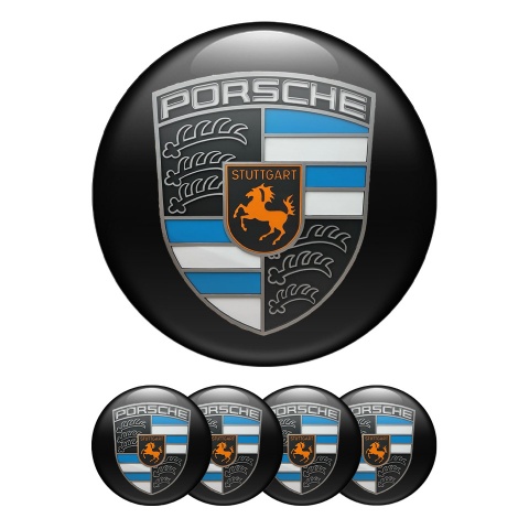 Porsche Wheel Emblems Blue Style Logo Black