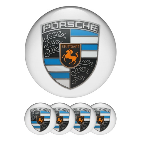 Porsche Wheel Emblems Blue Style Logo White