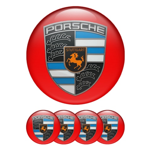 Porsche Wheel Emblems Blue Style Logo Red