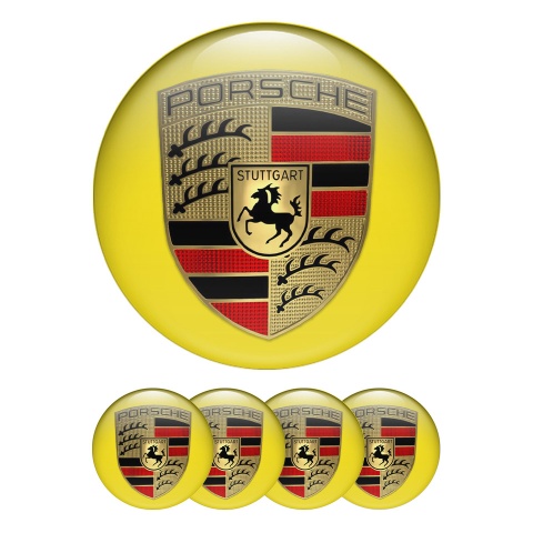 Porsche Wheel Silicone Emblems Classic Edition Yellow