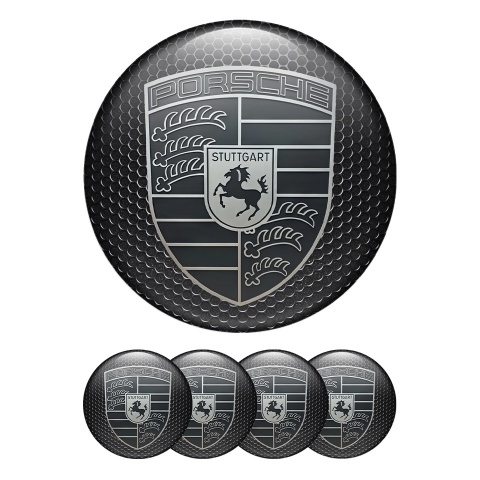 Porsche Wheel Emblems Monochrome Steel Edition