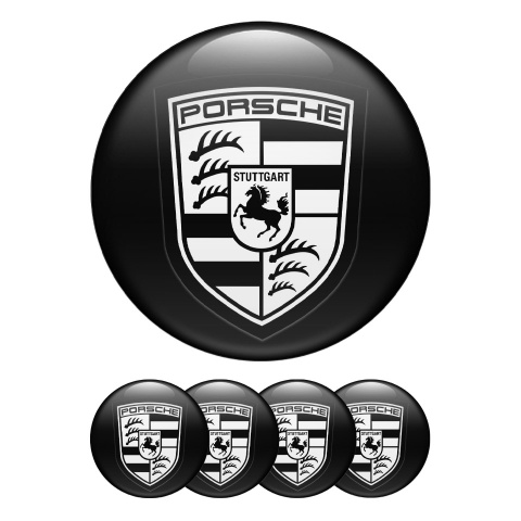 Porsche Silicone Stickers for Wheel Center Cap Black