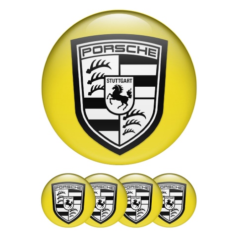 Porsche Silicone Stickers for Wheel Center Caps Yellow