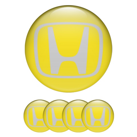 Honda Emblems for Wheel Center Caps Yellow Grey