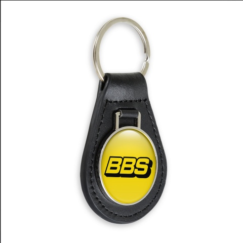 BBS Leather Key Fob Yellow Black Logo