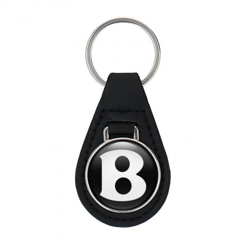 Bentley Keychain Leather Black White Logo