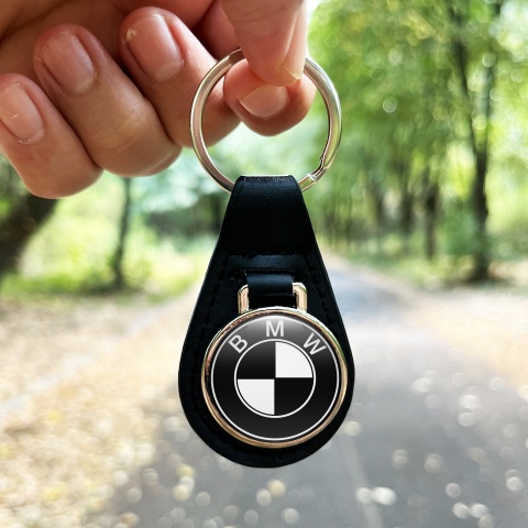 BMW Schlüsselbund aus Leder Schwarz and Weiss Logo