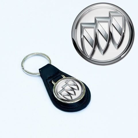 Buick Schlusselbund aus Leder Weiss Basis