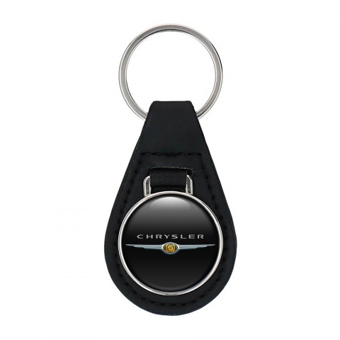 Chrysler Key Fob Leather Black Yellow Design