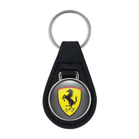 Ferrari Autoschlusselanhanger aus Leder Kohlenstoff Gelb Stil