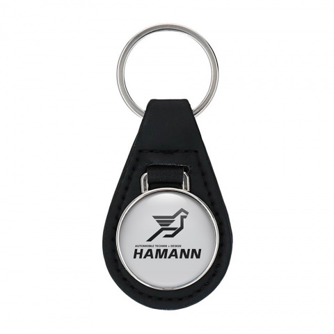 BMW Hamann Leather Keychain Silver Black Pegasus Logo